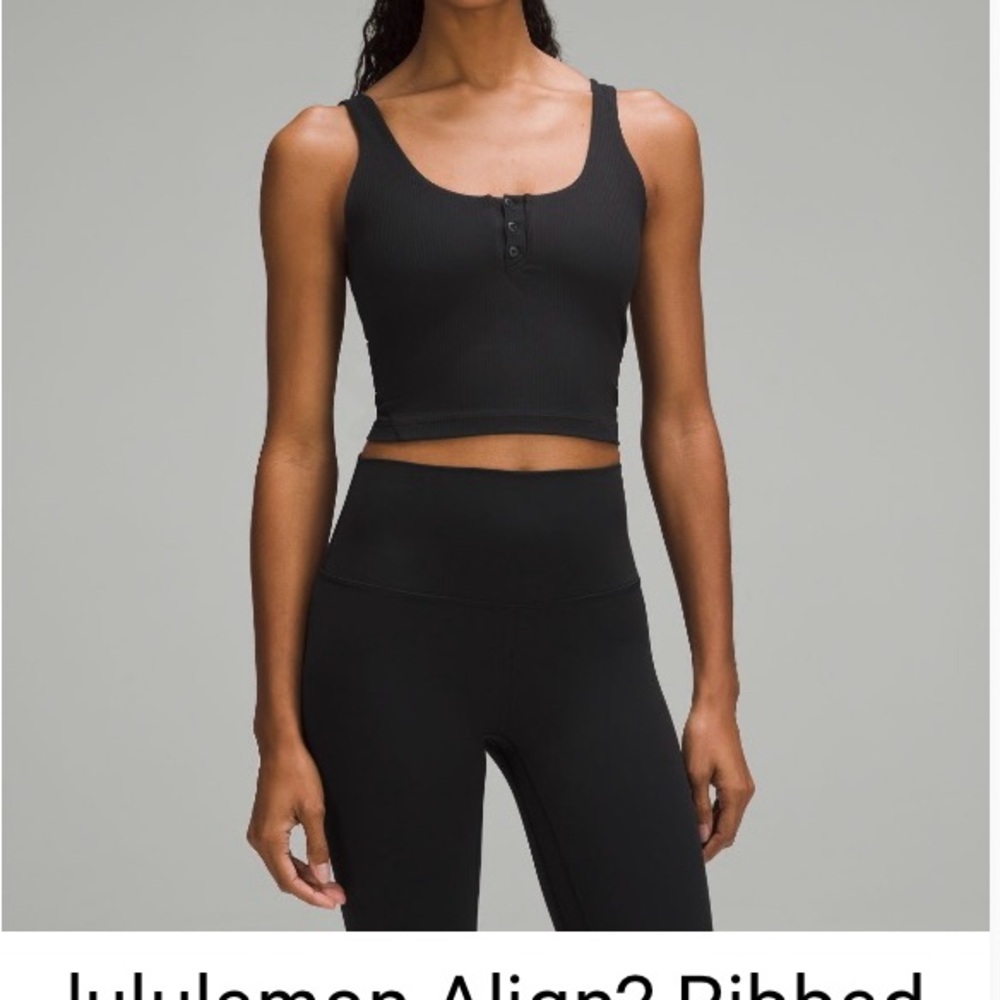 Align Black Ribbed henley Crop Top